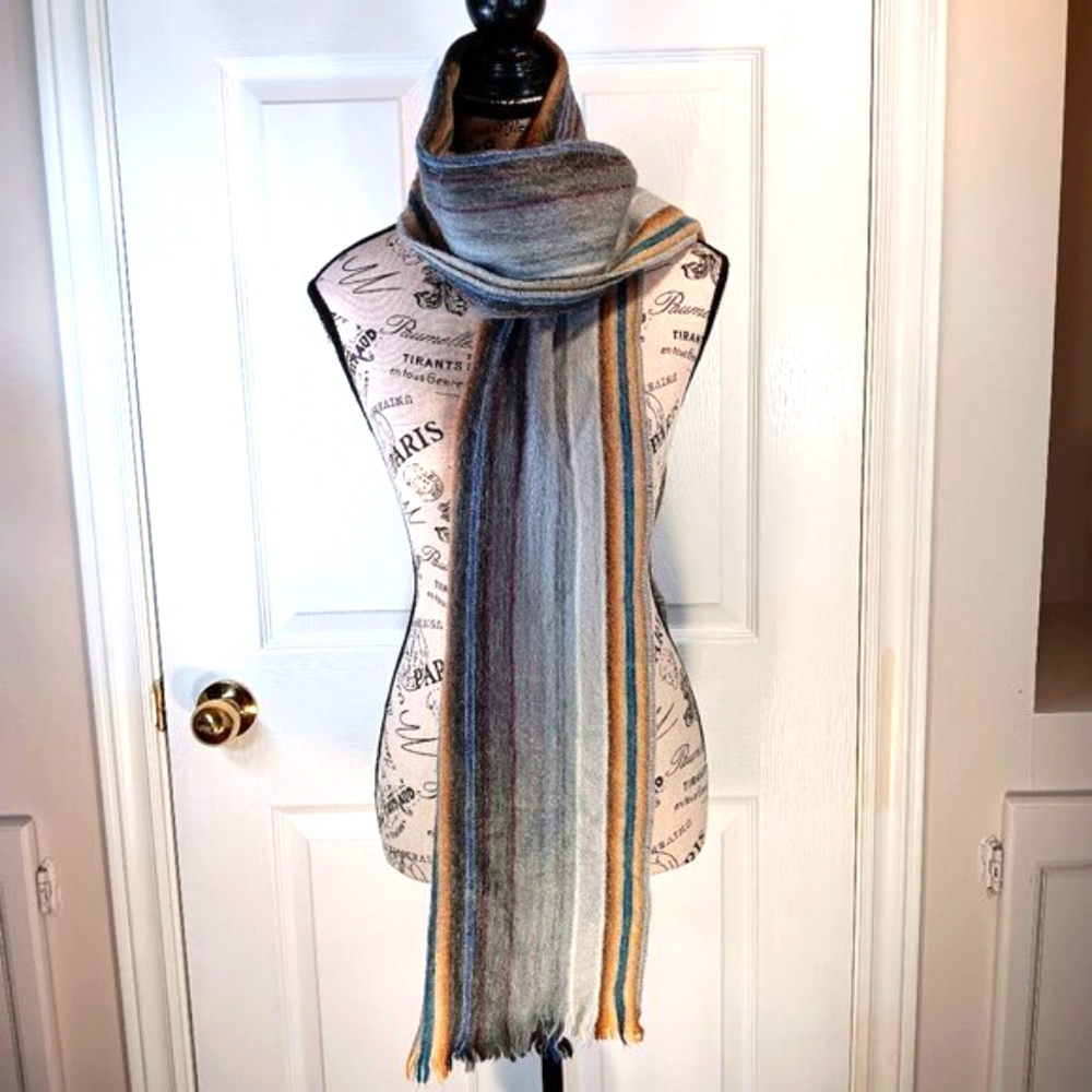 NWOT Pocoloco Alpaca Wool Blend Scarf Cozy Colorful Striped Unisex OS